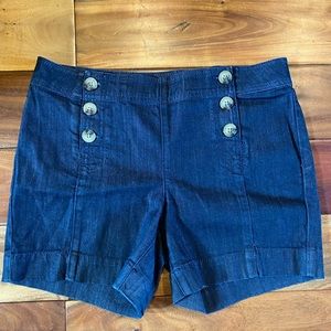 Button front high waist shorts